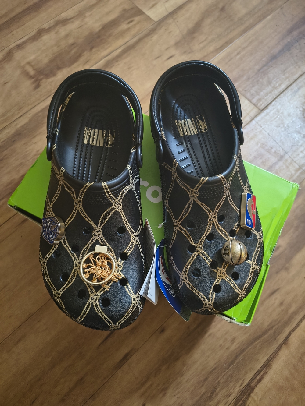 NBA Black and Gold Patterned Men's Clog Sandals